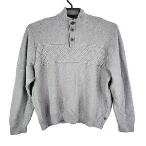 Mens Gray Chaps Pullover Sweater w/ Button Collar Long Sleeve Size XXL